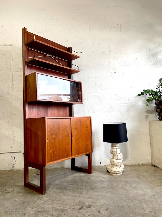 Danish Mid Century Poul Cadovius Wall Unit Bookcase Freestanding