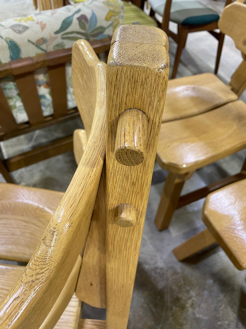 Brutalist Primitive Spanish Oak Mid Century Dining Chairs image 5