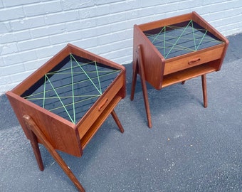 Pair Danish Modern Side Tables or Nightstands