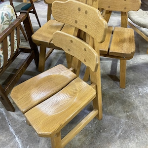 Brutalist Primitive Spanish Oak Mid Century Dining Chairs image 9