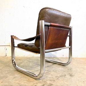 Arne Norell Leather and Chrome Safari Chair