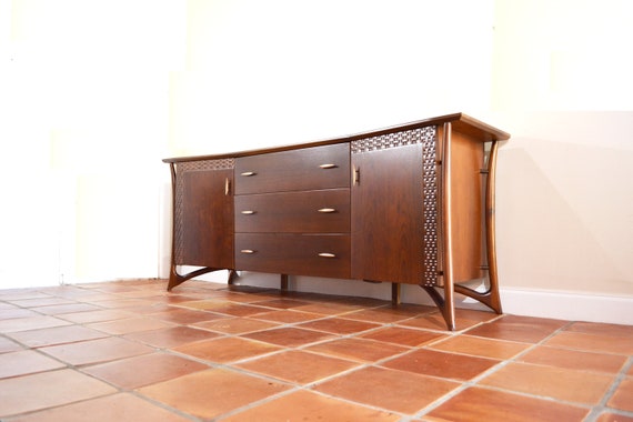 Mid Century Danish Sculptural Dresser By Piet Hein Vintage Modern Walnut Credenza 1960s 1950s Bedroom Furniture