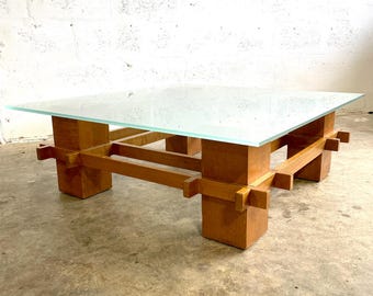 Mid Century Modern Italian Glass Top Coffee Table