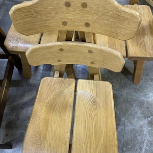 Brutalist Primitive Spanish Oak Mid Century Dining Chairs image 8