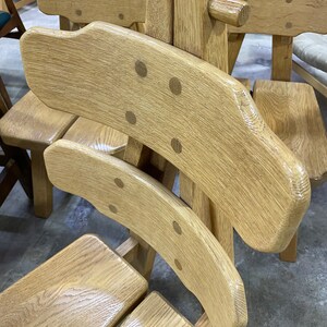 Brutalist Primitive Spanish Oak Mid Century Dining Chairs image 10