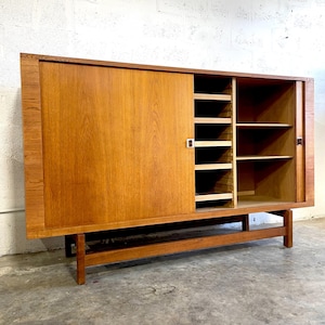 Hans Wegner Danish Mid Century Modern Tall Sideboard or Buffet with Tambour Doors