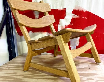 Pair of Dittmann & Co Brutalist Fireplace Oak Danish Modern Chairs