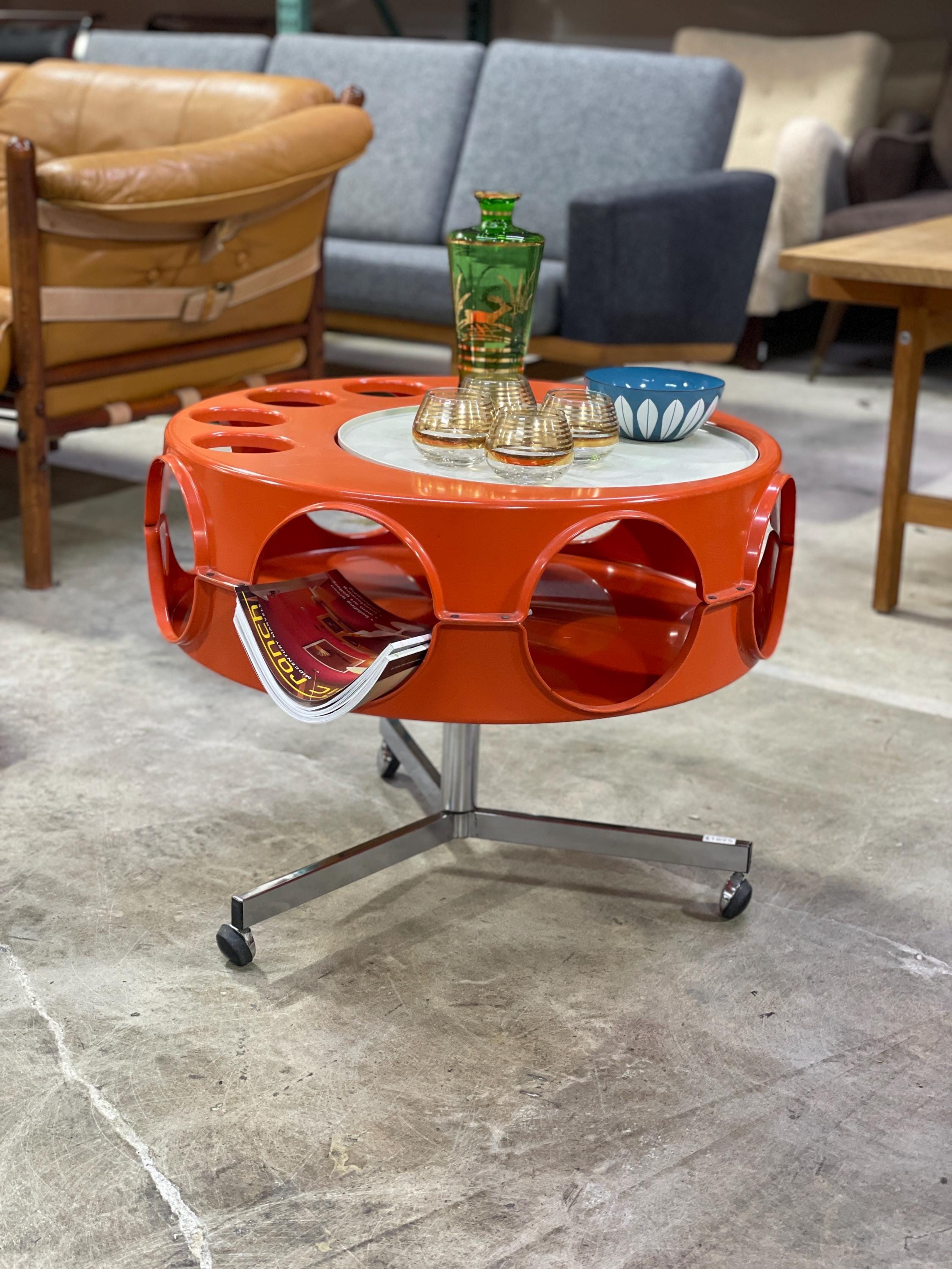 Mid Century Space Age Rotobar Bar Cart Table by Curver - Etsy