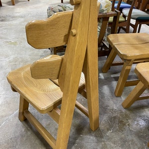Brutalist Primitive Spanish Oak Mid Century Dining Chairs image 2