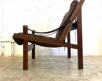 Torbjorn Afdal "Hunter" Brown Leather Lounge Safari Chair