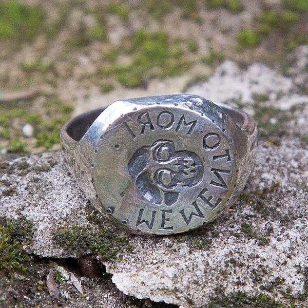 Memento Mori silver ring, handmade sterling silver skull ring