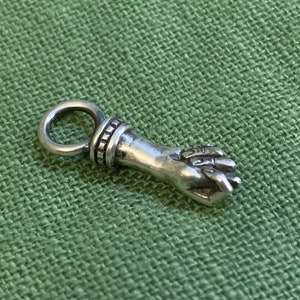 Sterling silver fig pendant, protection figa charm, mano fica, good luck amulet