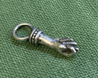 Sterling silver fig pendant, protection figa charm, mano fica, good luck amulet