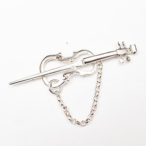 Broche de violonchelo de plata de ley hecho a mano: Joyería de instrumento musical