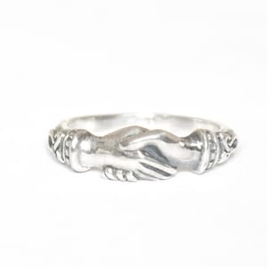 Handgefertigter Fede Ring aus Sterling Silber - Antikes römisches Handschlag Design für Verlobung, Freundschaft, Versprechen
