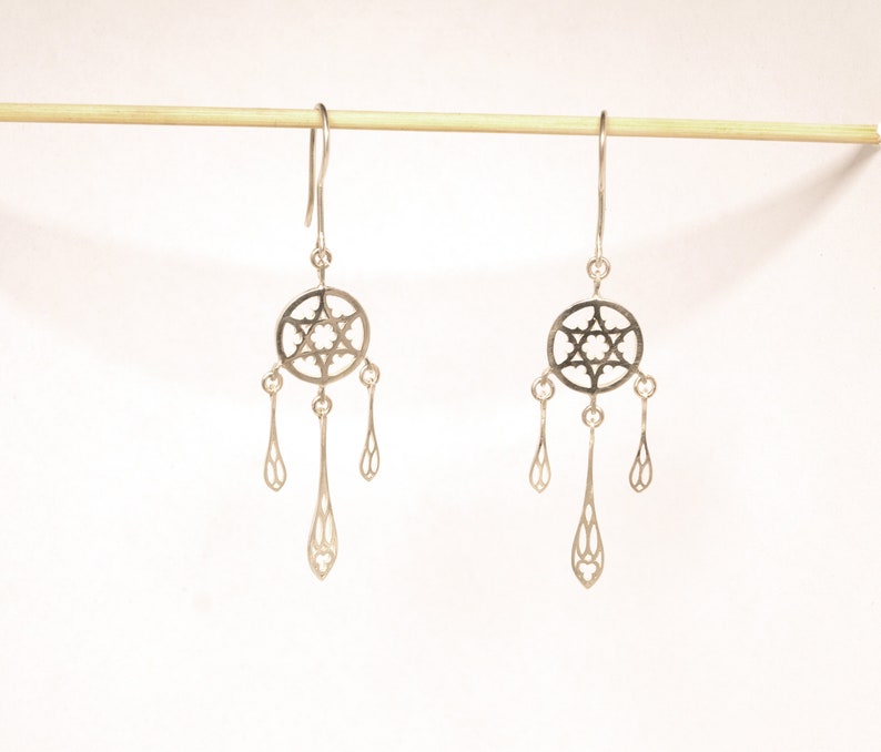 dreamcatcher earrings jew sterling silver gothic rose earrings Gothic Dreamcatchers earrings magen David earrings star of David jewish