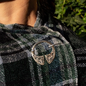 Irish Birds Silver Penannular Brooch -  Handcrafted Celtic Viking Style Fibula Pin for Scarves and Shawls