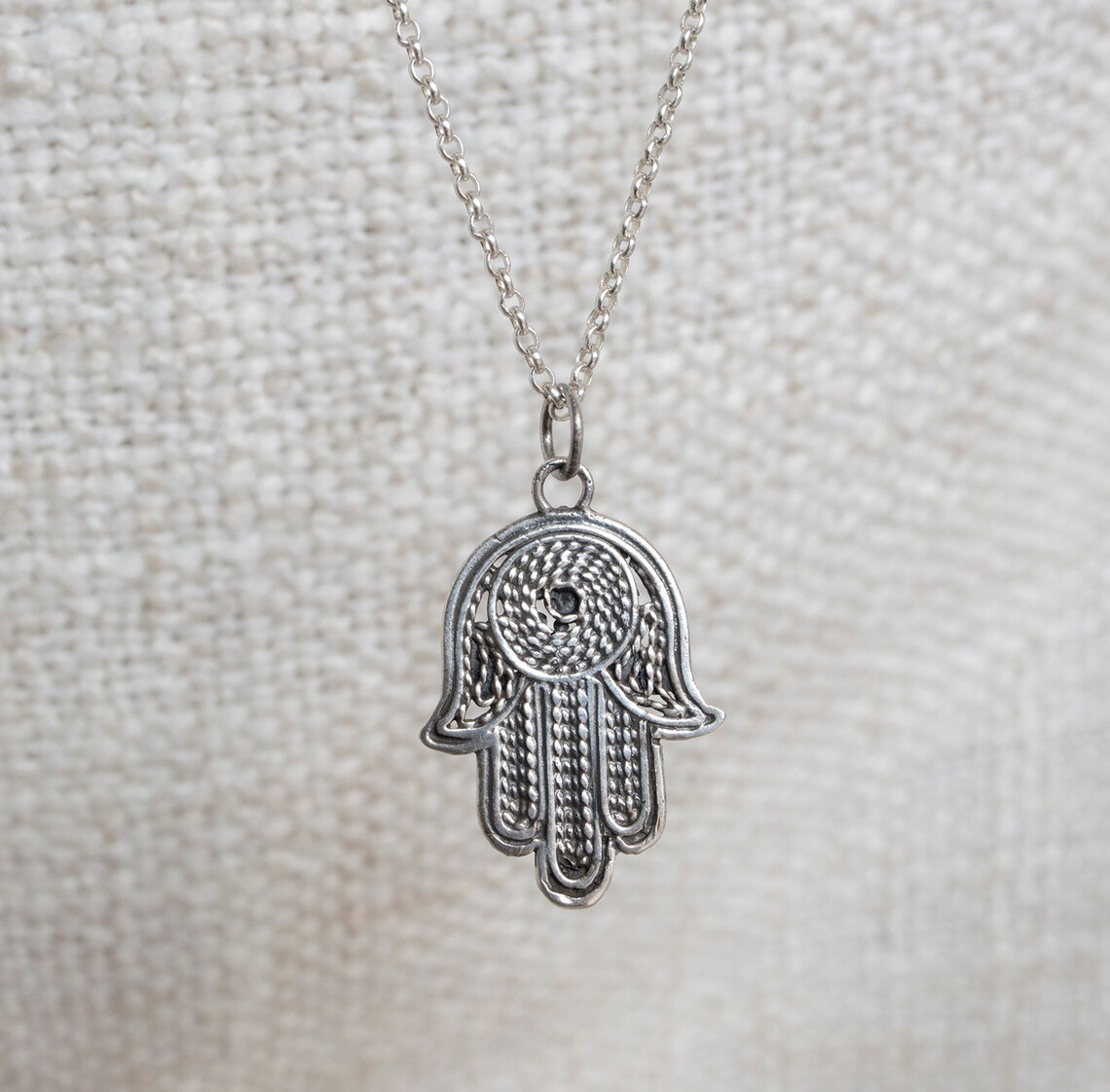 Hamsa silver pendant handmade sterling silver Khamsa amulet | Etsy