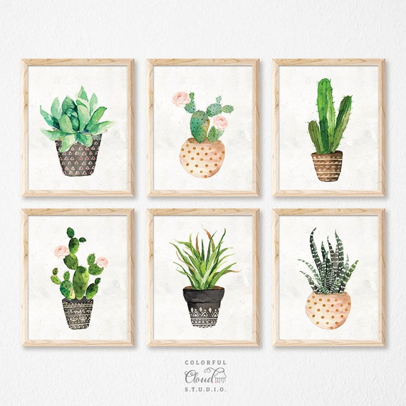 Cactus imprimible conjunto de 6 / rústicos suculentas ...