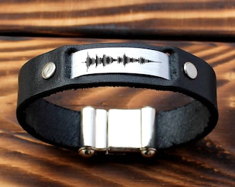 Personalized Bracelet, Sound Waves Bracelet, Voice Recording, Keepsake Bracelet, Mementos bracelet, Wedding Anniversary Gift, mens bracelet