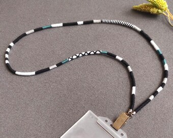 ID Holder Necklace, ID Holder Necklace, Wrapped Cord id Lanyard, Badge holder, ID Holder, Wrapped id Holder, Wrapped Lanyard, id card wrap