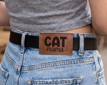 2 PCS Custom Leather Label for Jeans & Jacket, Personalized Denim Patch, Belt Loop Tag 80x50 mm, Back Patch 70x40 mm, Custom Name Logo