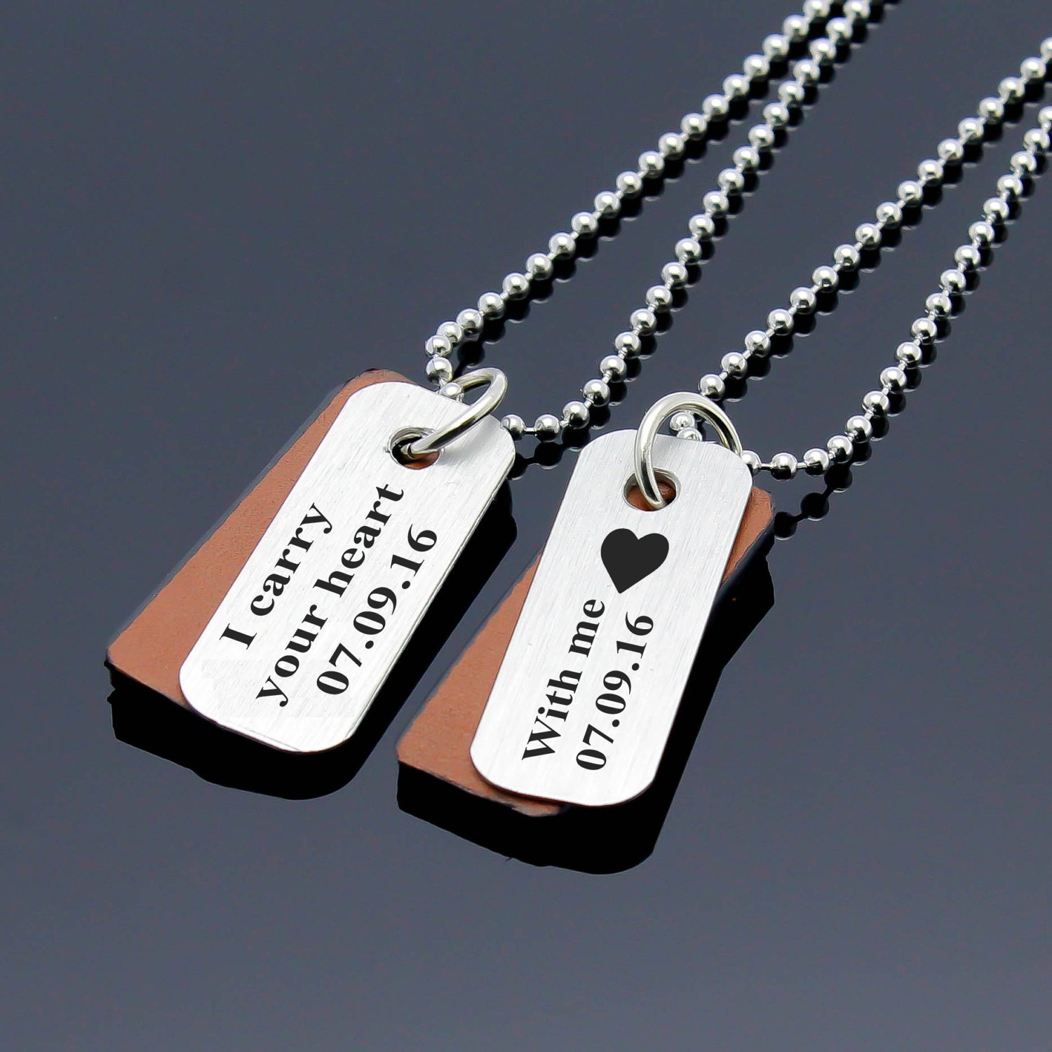 Custom Matching Necklace Personalized Couples Necklace Heart - Etsy