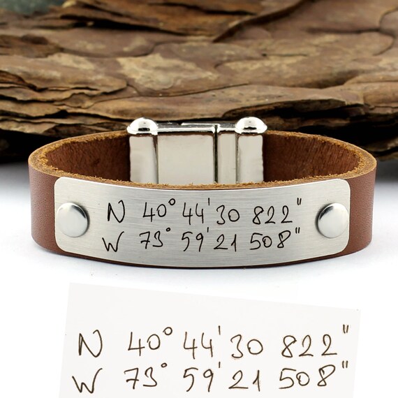 Actual Handwriting, Personalized Handwriting Bracelet, Coordinates Bracelet, Leather Cuff Bracelet, Custom Handwriting, Handwriting Jewelry