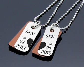 Personalisierte Paare Halskette, passende Halskette, seine und ihre Geschenke, Paare Halskette Set, Herz Halskette, personalisierte Geschenk, Paare Geschenke