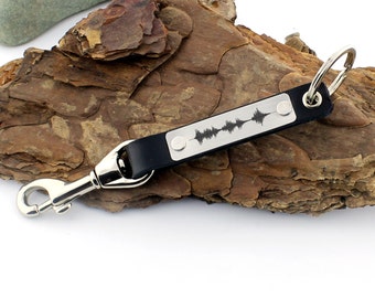 Personalized Sound Waves Keychain, Voice Recording, Custom Key Fob, Leather Keychain, Custom Keychain, Cristmas Gift, Personalized Gift
