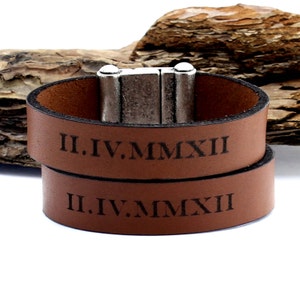 Personalized Couples Bracelet, Roman Numeral Bracelet, Engraved Matching Bracelet, Personalized Gift, His and Hers Bracelet, Couples Jewelry