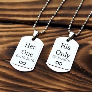 Couples Necklace, His only her one necklace, his hers necklace, couples necklace set, Matching Couple Necklaces, 2 necklaces, customize gift