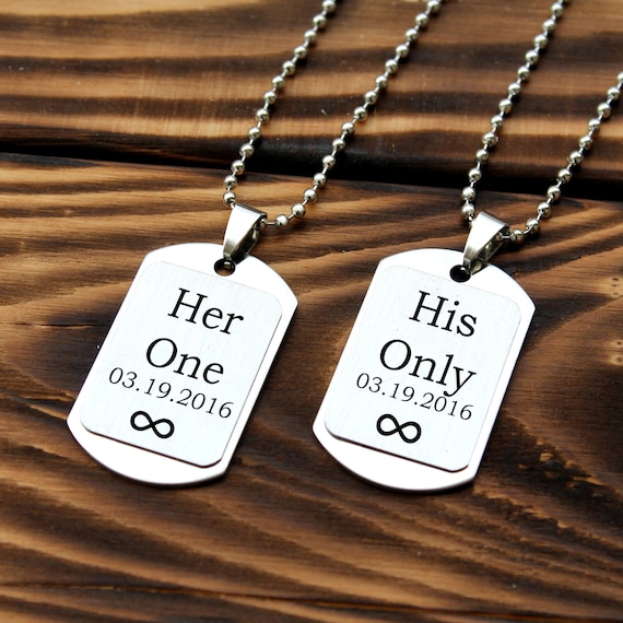 Engraved His Hers Matching Moon Couple Necklaces Gift Set Sterling Silver –  Gullei