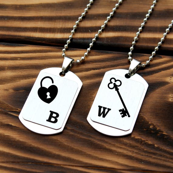 Couple necklaces hotsell heart and key