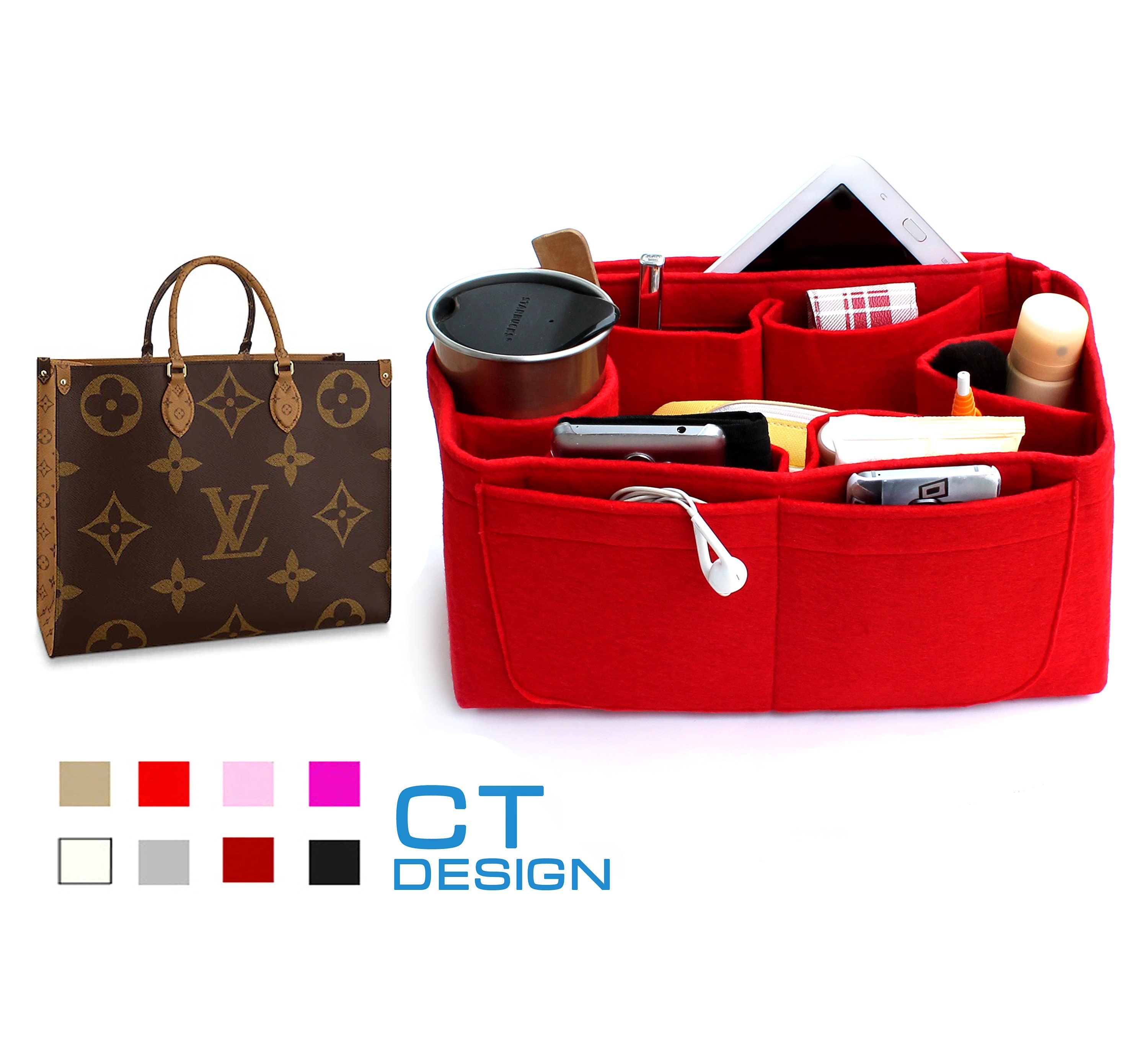 Almost Gone! AlgorithmBags® design for LV OnTheGo MM Purse Organizer Insert  Red