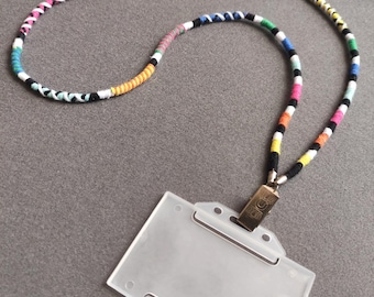 ID Badge Holder Lanyard, ID Holder Necklace, Wrapped Cord Badge Lanyard, Badge holder, ID Holder, Wrapped id Holder, Wrapped Lanyard
