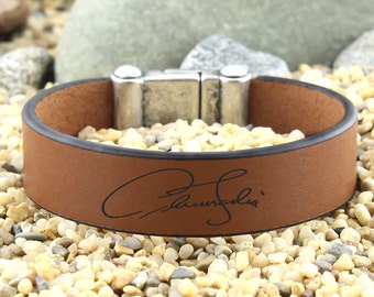 Personalized Signature Bracelet, Leather Cuff Bracelet, Custom Handwriting, Actual Handwriting, Signature Jewelry, custom keepsake jewelry