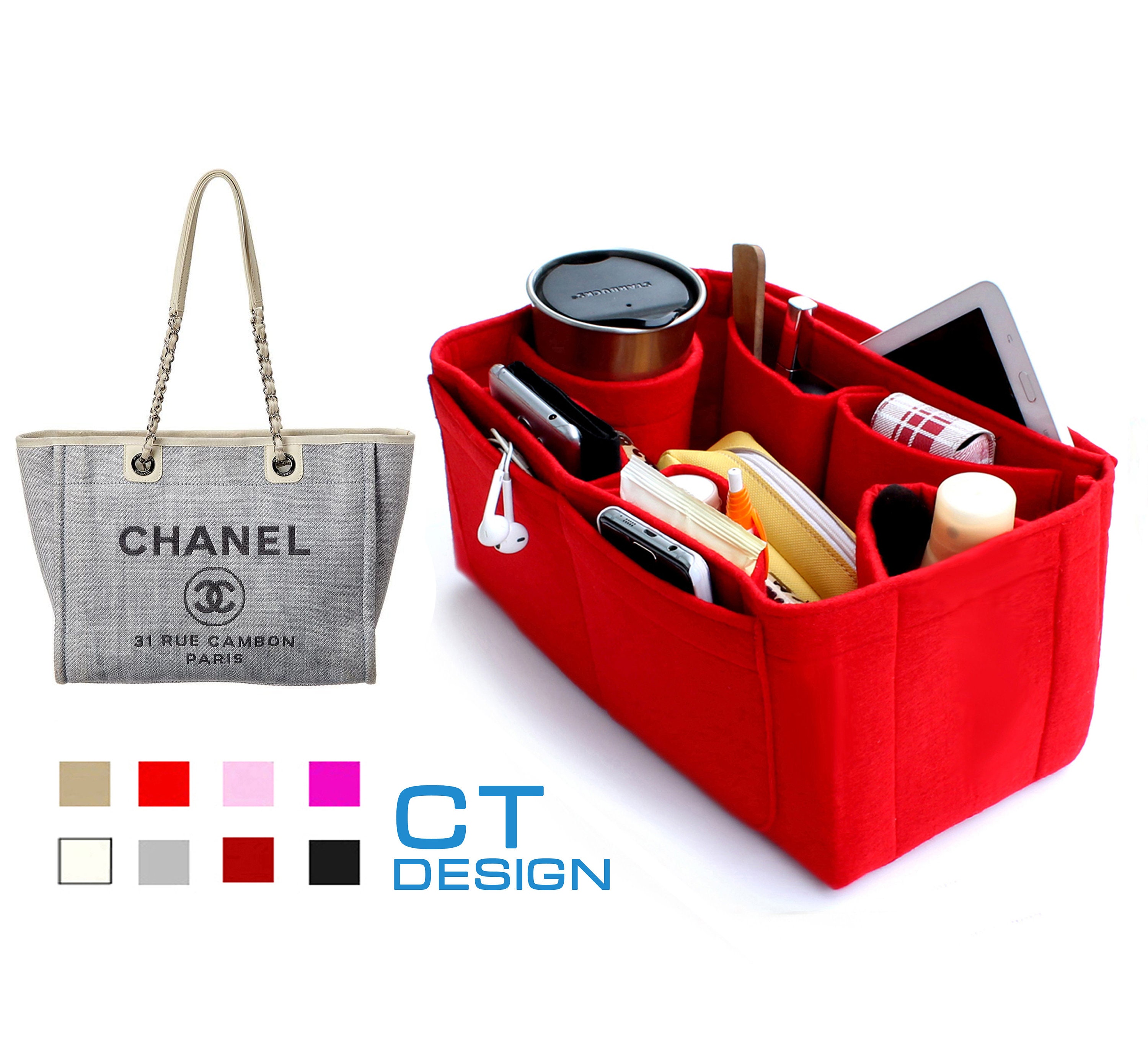 3-95/ CHA-Deauville-34-F) Bag Organizer for CHA Canvas Deauville New Medium  Tote (AS3351) : F-Type - SAMORGA® Perfect Bag Organizer