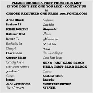 May include: A list of font styles in various designs, including Arial Black, Bauhaus 93, and Cooper Black. The text also includes instructions on how to choose a font and a website address.