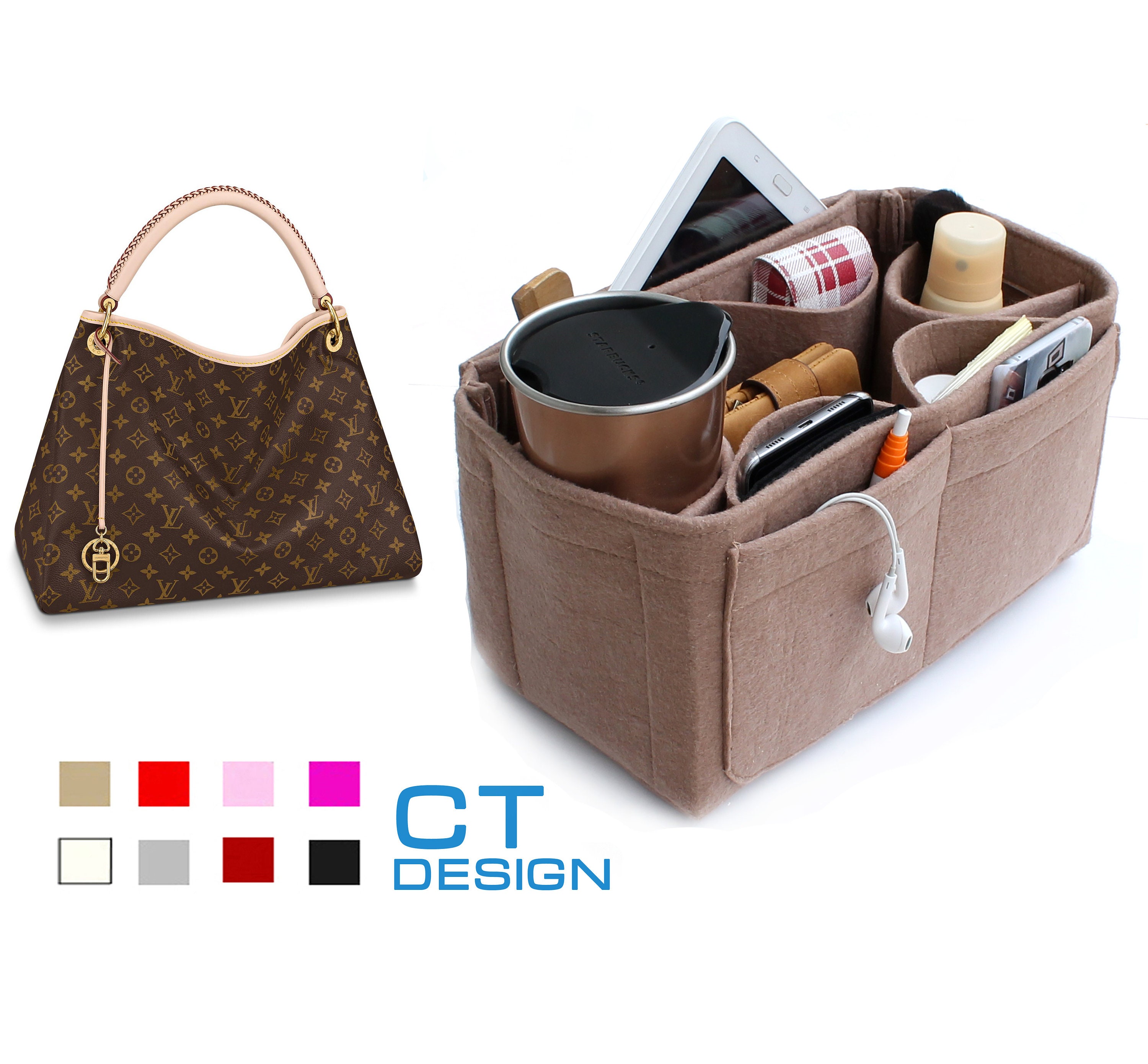 AlgorithmBags Designed for LV Artsy mm GM | Luxury Purse Organizer Insert, 2.5mm Felt Beige Liner Shaper (Cream, mm)