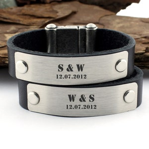 Pulsera de pareja personalizada, pulsera de las iniciales a juego, joyería de parejas, regalos personalizados, pulsera de fecha personalizada, su pulsera y la suya