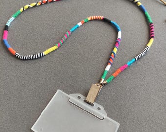 Wrapped Lanyard, ID Holder Necklace, ID Holder Necklace, Wrapped Cord id Lanyard, Badge holder, ID Holder, Wrapped id Holder, rope lanyard
