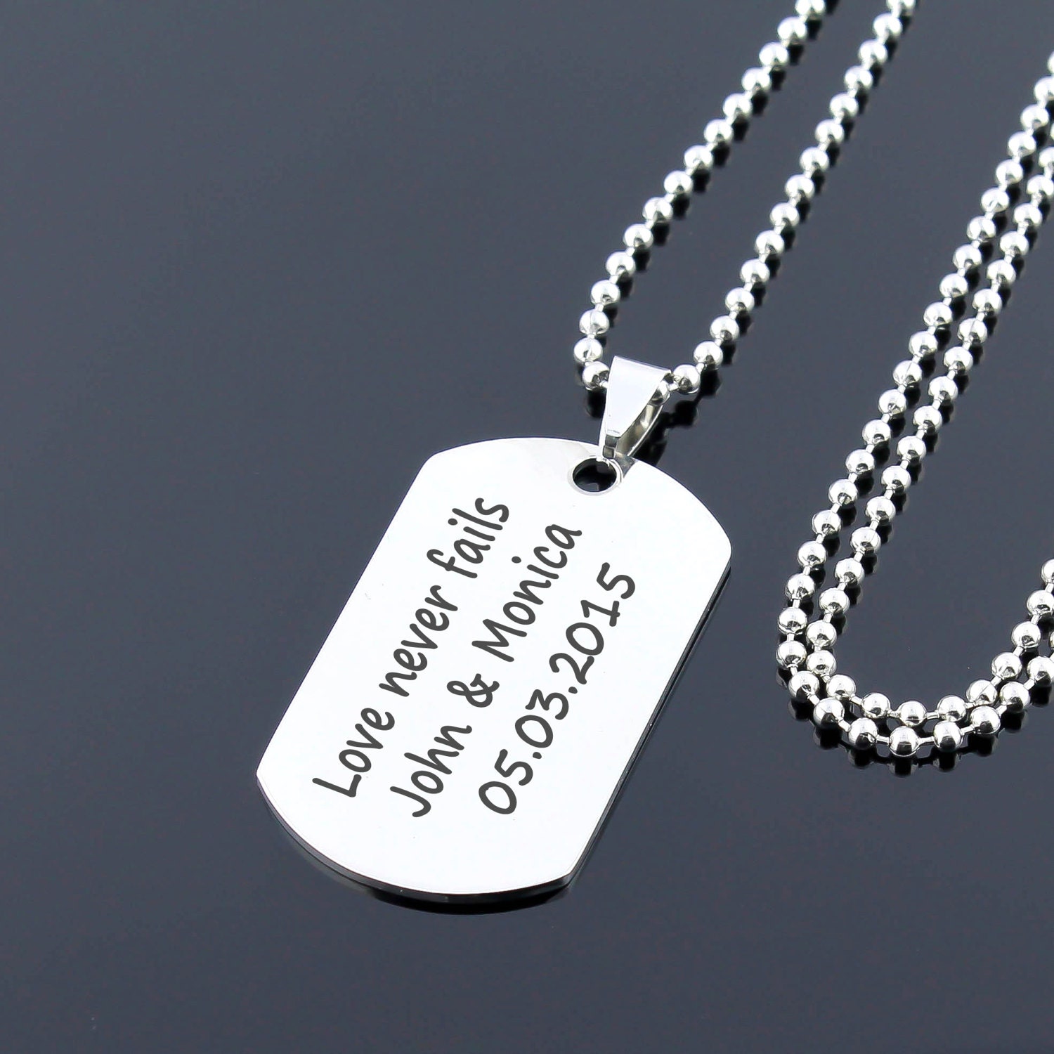 Anniversary Gift Traditional Military Style Wedding Day Personalized Dog Tag Necklace for Mens Custom Mens Jewelry 