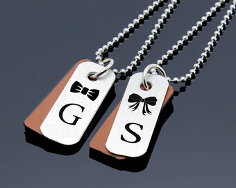 Couples Initials Necklace, Couples Jewelry, Custom Matching Necklace, Personalized Jewelry, Couples Set, Personalized Gifts, Couples Gifts