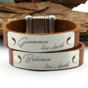 Personalized Bracelet, Groomsman Bracelet, Bridesmaid Bracelet, Groomsmen gift, Bridesmaid gift, groomsman Gift, Groomsmen Bracelet, Leather
