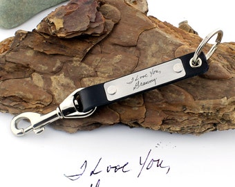 Personalized Handwriting Keychain, Actual Handwriting, Custom Key Fob, Leather Keychain, Custom Keychain, Cristmas Gift, Personalized Gift