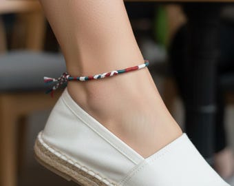 Hand Woven Rope Anklet, Anklet for sneakers, Adjustable Anklet, Unisex Anklets, Boho Anklet, Handmade Anklets