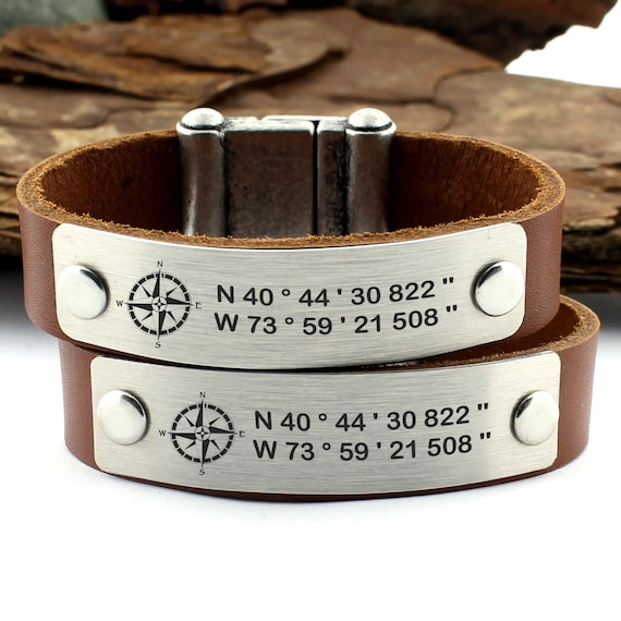 Personalized leather hotsell bracelets for her