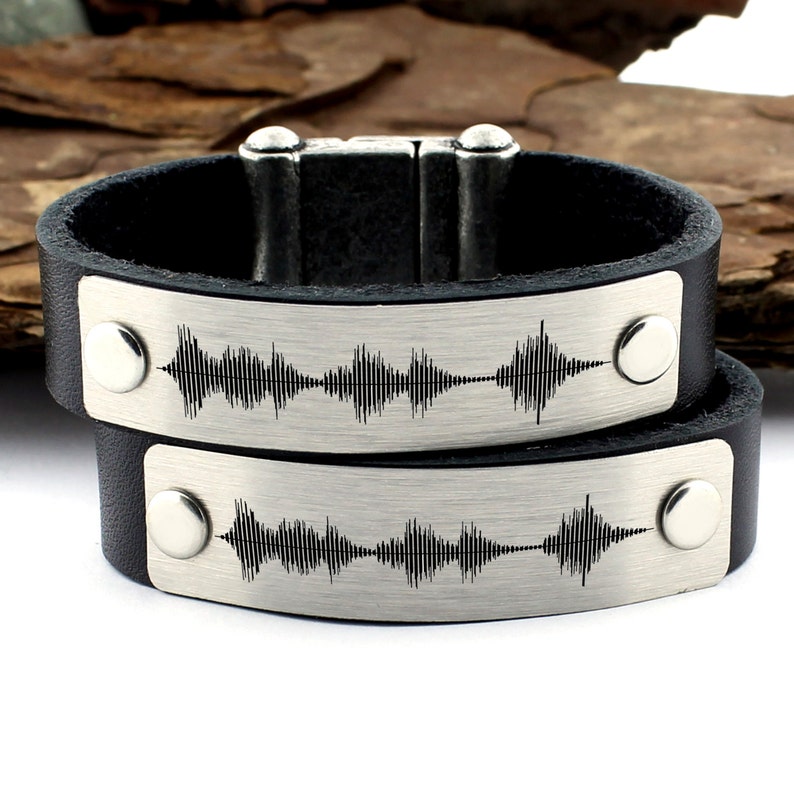 Sound Wave Jewelry Womens Bracelet Gift Unisex Leather Bracelet Couple Sound Wave Bracelets Personalized Men Bracelet Anniversary Gift