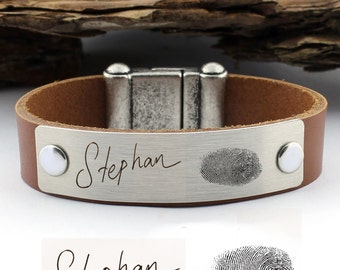 Personalized Fingerprint Bracelet, Handwriting Bracelet, Keepsake Bracelet, Sentimental Gift, Memorial Jewlery, Christmas Gift, Gift for Him
